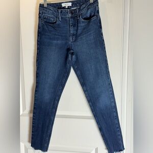 Reiss midrise ankle jeans 27 dark wash frayed hem skinny